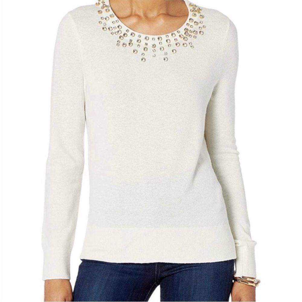 Lilly Pulitzer White Sweater with Gold Accents